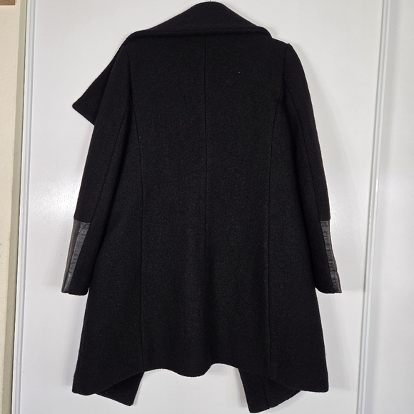 Club Monaco Halli Black Wool and Lamb Leather Coat Sz Small Italian Fabric - Picture 3 of 16